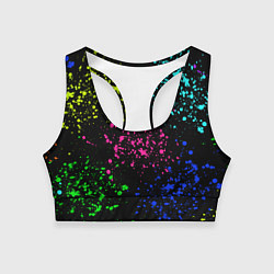 Топик спортивный женский Брызги неоновых красок, цвет: 3D-принт