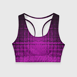 Топик спортивный женский Абстрактный мозаичный черно - пурпурный узор, цвет: 3D-принт