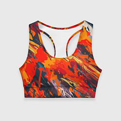 Топик спортивный женский Оранжевые кляксы, цвет: 3D-принт