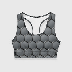 Топик спортивный женский Стальные шестигранники на сером фоне, цвет: 3D-принт