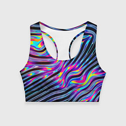 Топик спортивный женский Голографические полосы, цвет: 3D-принт