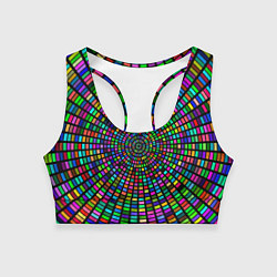 Топик спортивный женский Цветная спираль - оптическая иллюзия, цвет: 3D-принт