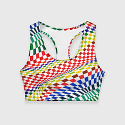 Топик спортивный женский Разноцветная оптическая иллюзия, цвет: 3D-принт