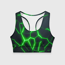 Топик спортивный женский Зелёные неоновые плиты, цвет: 3D-принт