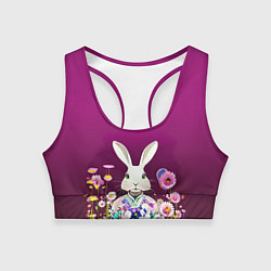 Топик спортивный женский Кролик на винном фоне, цвет: 3D-принт