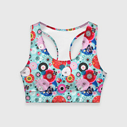 Топик спортивный женский Abstract flowers, цвет: 3D-принт