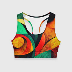 Топик спортивный женский Текстурированная цветная абстракция, цвет: 3D-принт