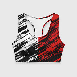 Топик спортивный женский Белые и красные полосы, цвет: 3D-принт