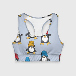Топик спортивный женский Смешные пингвины, цвет: 3D-принт