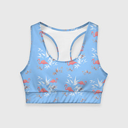 Топик спортивный женский Паттерн с фламинго, цвет: 3D-принт