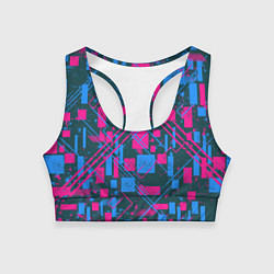 Топик спортивный женский Геометрическая абстракция из квадратов и прямоугол, цвет: 3D-принт