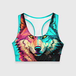 Топик спортивный женский Яркий волк, цвет: 3D-принт