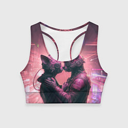 Топик спортивный женский Влюбленные кибер-котики, цвет: 3D-принт