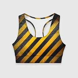 Топик спортивный женский Черно-желтая опасность, цвет: 3D-принт