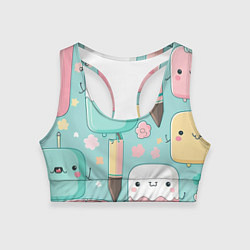 Женский спортивный топ Милые предметы с лицами