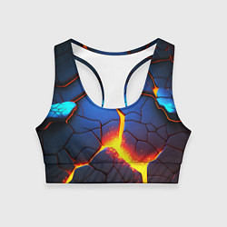 Топик спортивный женский Яркая неоновая лава, разломы, цвет: 3D-принт