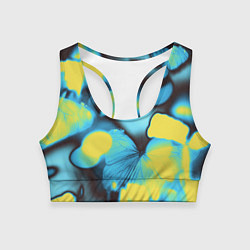 Топик спортивный женский Голубые бабочки асбтракция, цвет: 3D-принт