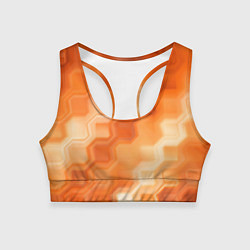 Топик спортивный женский Золотисто-оранжевый туманный паттерн, цвет: 3D-принт