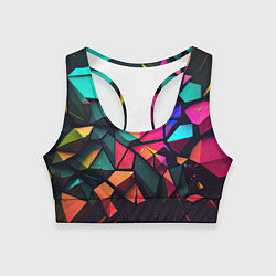 Топик спортивный женский Неоновые абстрактные камушки, цвет: 3D-принт