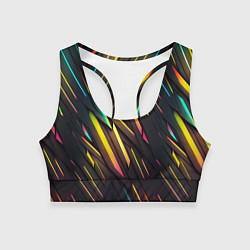 Топик спортивный женский Неоновые абстрактные линии, цвет: 3D-принт