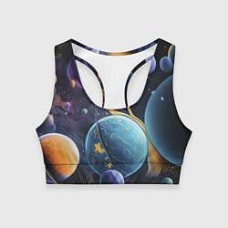 Топик спортивный женский Планеты во вселенной, цвет: 3D-принт