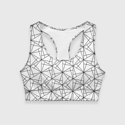 Топик спортивный женский Чёрно-белый геометрический треугольный узор, цвет: 3D-принт