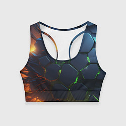 Топик спортивный женский Взрыв плит, цвет: 3D-принт