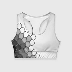 Топик спортивный женский Серые соты абстракция, цвет: 3D-принт