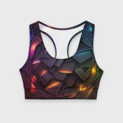 Топик спортивный женский Яркие неоновые объекты, цвет: 3D-принт