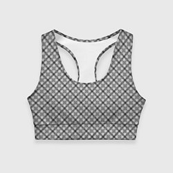 Топик спортивный женский Серый узор в косую клетку, цвет: 3D-принт