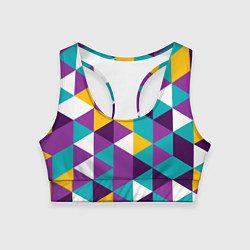 Топик спортивный женский Разноцветный ромбический паттерн, цвет: 3D-принт