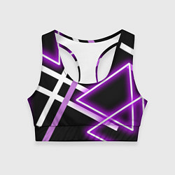 Топик спортивный женский Фиолетовые полоски с неоном, цвет: 3D-принт