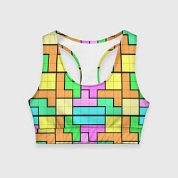 Топик спортивный женский Стена из блоков тетриса, цвет: 3D-принт