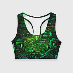 Топик спортивный женский Психоделика в зеленом - нейронная сеть, цвет: 3D-принт