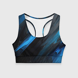 Топик спортивный женский Синяя краска на черном фоне, цвет: 3D-принт