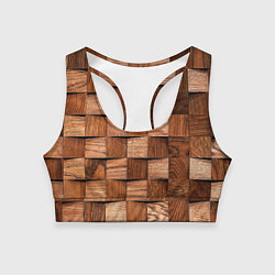 Топик спортивный женский Деревянные квадраты, цвет: 3D-принт