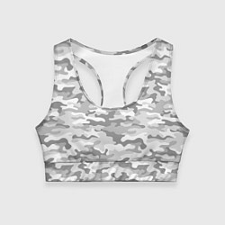 Топик спортивный женский Камуфляж серый, цвет: 3D-принт