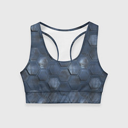Топик спортивный женский Металлические плиты, цвет: 3D-принт