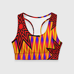 Топик спортивный женский Ассиметричный с многолучевыми звездами, цвет: 3D-принт