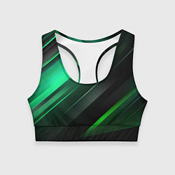 Женский спортивный топ Black green abstract