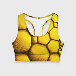 Топик спортивный женский Желтые объемные плиты, цвет: 3D-принт