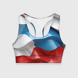 Топик спортивный женский Абстракция в цветах флага РФ, цвет: 3D-принт