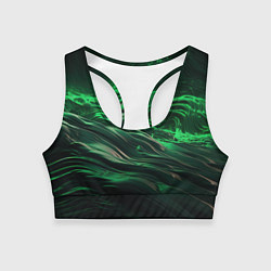 Топик спортивный женский Зеленые абстрактные волны, цвет: 3D-принт