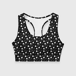 Топик спортивный женский Маленькие белые квадратики на чёрном, цвет: 3D-принт