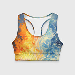 Топик спортивный женский Вода и пламя абстракция, цвет: 3D-принт