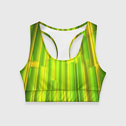 Топик спортивный женский Зеленые неоновые полосы, цвет: 3D-принт