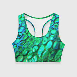 Топик спортивный женский Объемная зеленая текстура в виде чешуи, цвет: 3D-принт