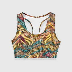 Женский спортивный топ Разноцветные волнистые линии