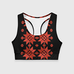 Топик спортивный женский Удмуртский - вертикаль black, цвет: 3D-принт