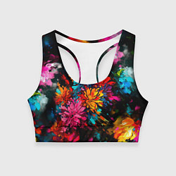 Топик спортивный женский Краски и цветы, цвет: 3D-принт